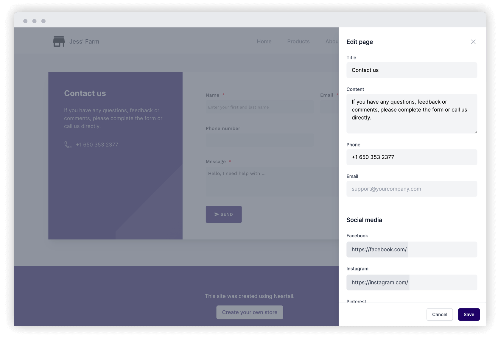 Collect feedback or generate leads by adding a form in the Contact us page