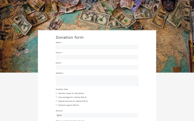 Google payment form